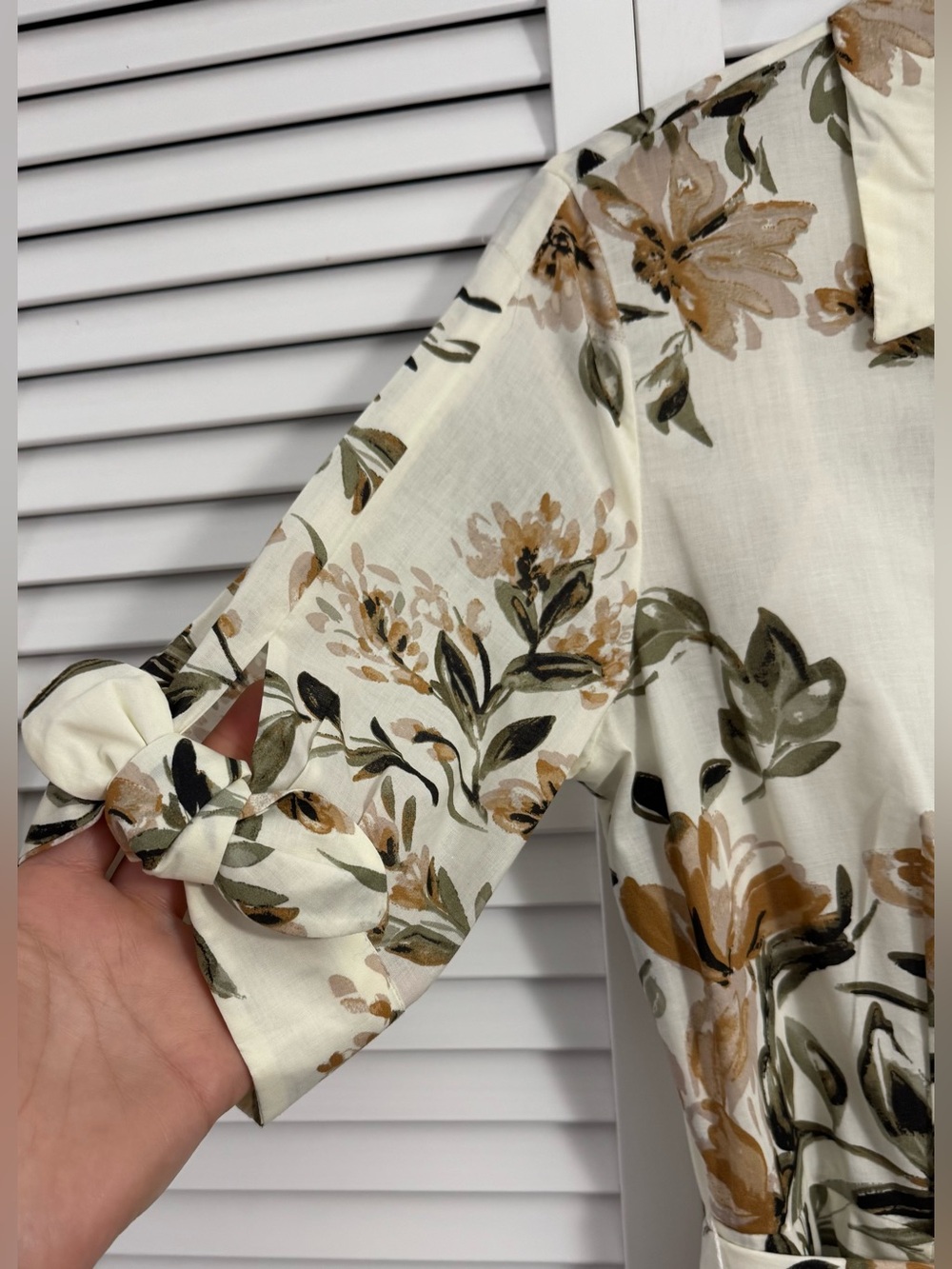 NWT Calvin Klein Floral Cotton Button-Up Belted Shirt Dress - 6 - Picture 3 of 13